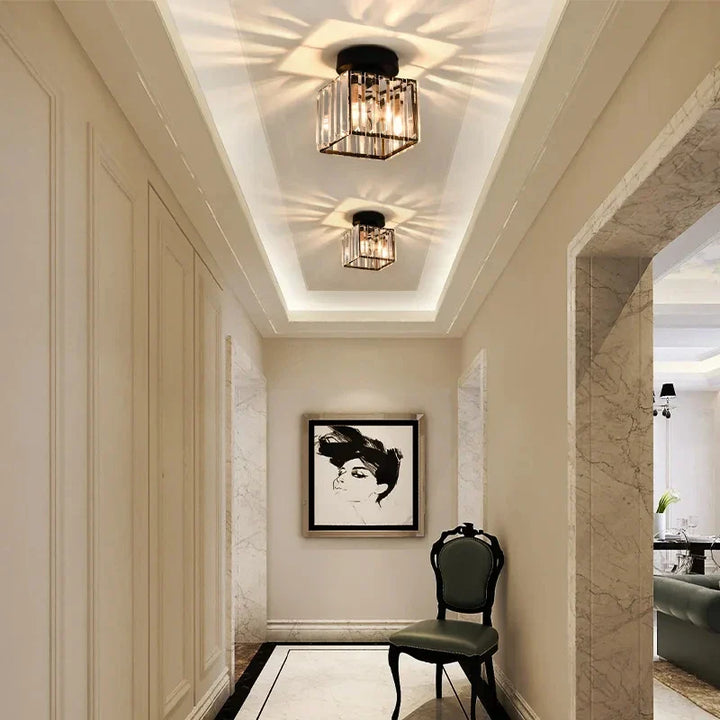 Kristall-Deckenleuchte im Glamour-Stil – moderne Deckenlampe mit transparentem Schirm