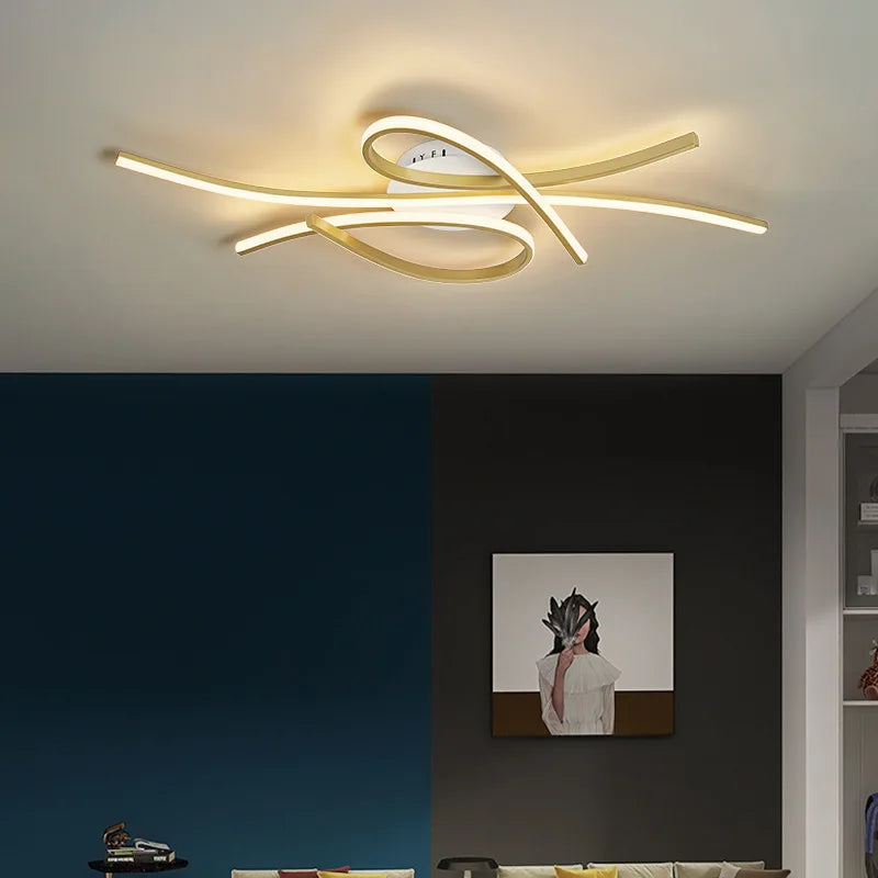 Moderne LED-Deckenleuchte mit geometrischer Lichtlinie