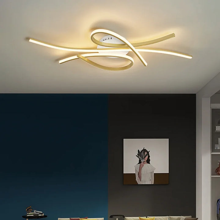 Moderne LED-Deckenleuchte mit geometrischer Lichtlinie