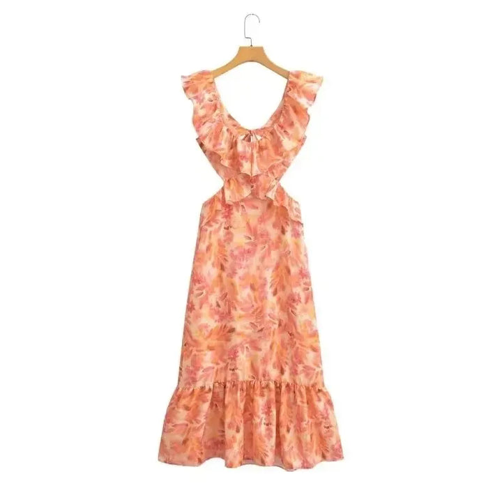 Sommerliches Maxikleid mit Rüschen und floralem Muster
