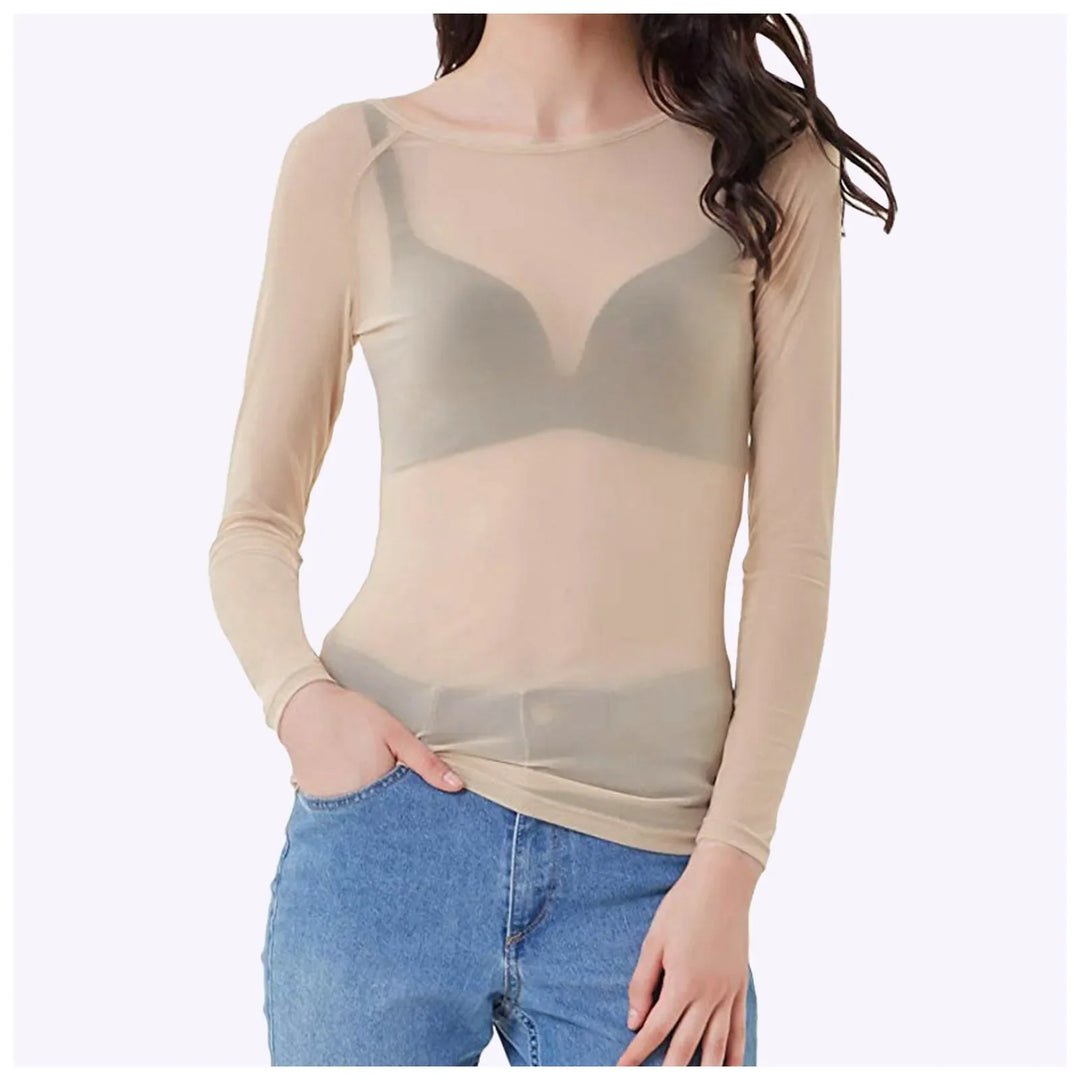 Damen-Netzbluse mit langen Ärmeln