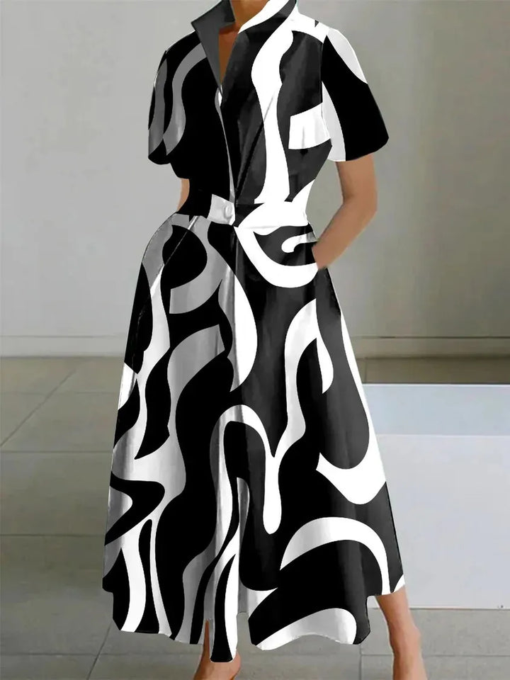 Ärmelloses Midikleid mit Kragen im minimalistischen Stil