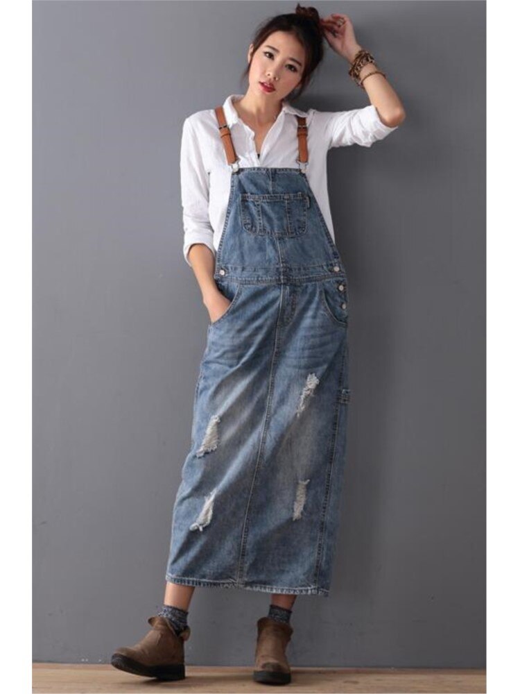 Denim-Garderobenkleid mit Fransen