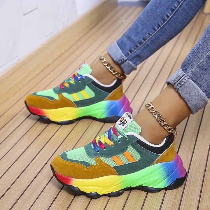 Damen-Sneaker mit Plateau und buntem Design