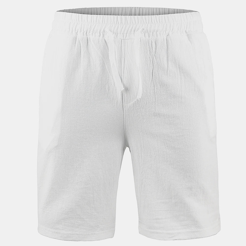 Leinenshorts für Männer mit elastischem Bund und Kordelzug