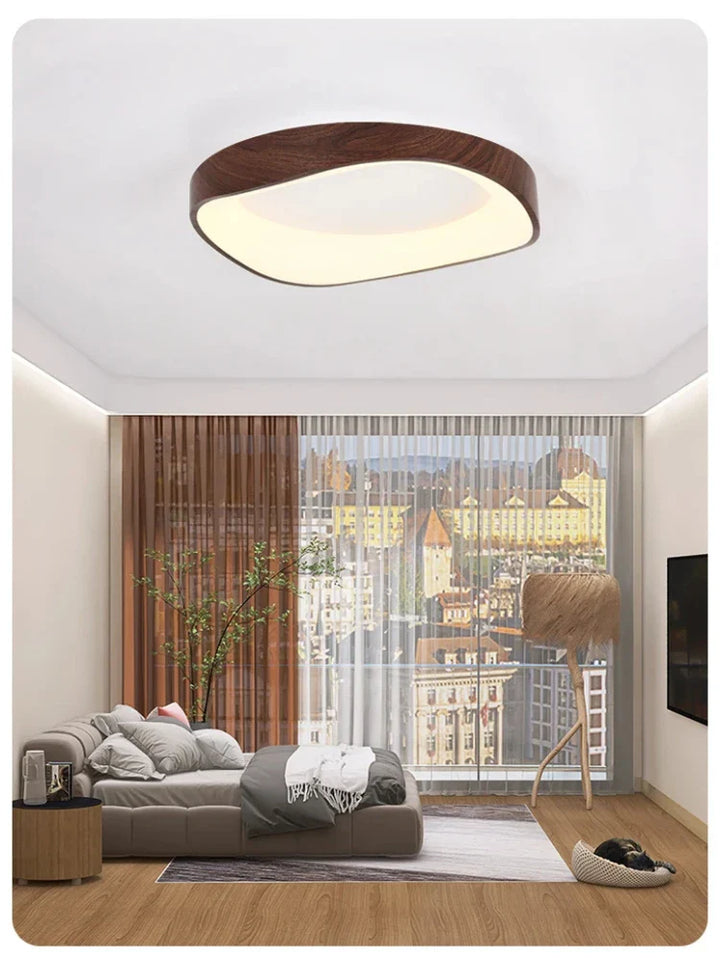 Skandinavische LED-Deckenleuchte – Moderne Aufbauleuchte mit Holzoptik