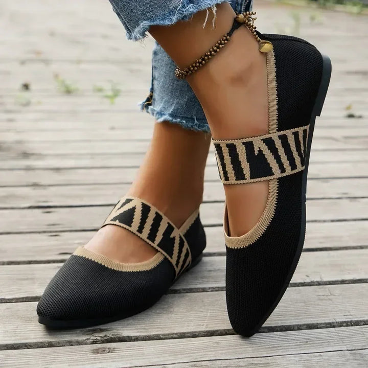 Stylische Damen Ballerinas mit elastischem Riemen