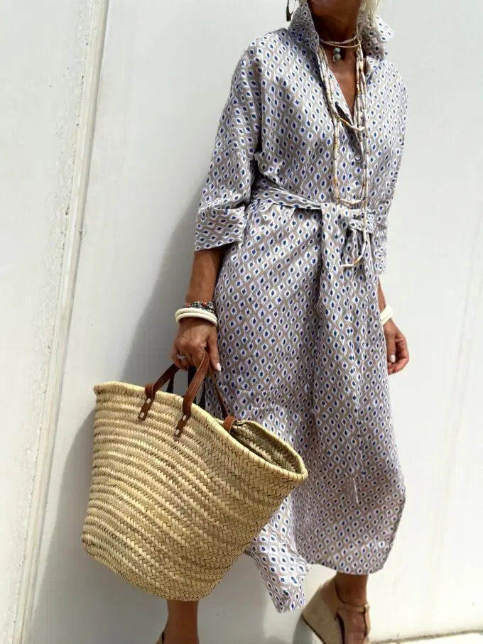 Gestreiftes Hemdblusenkleid für Damen – Sommerleicht & Seitenschlitze