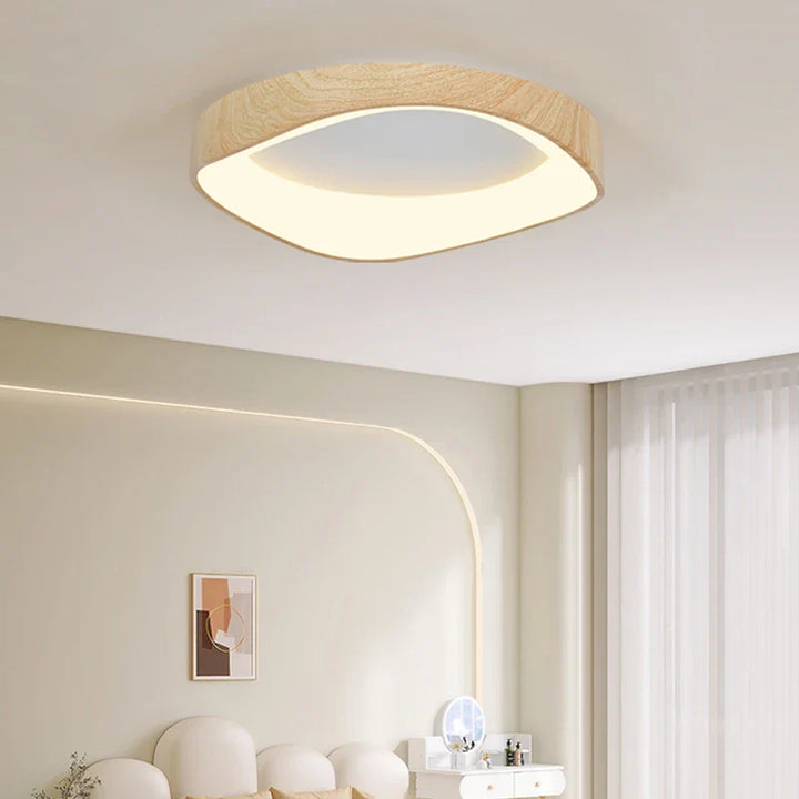Skandinavische LED-Deckenleuchte – Moderne Aufbauleuchte mit Holzoptik