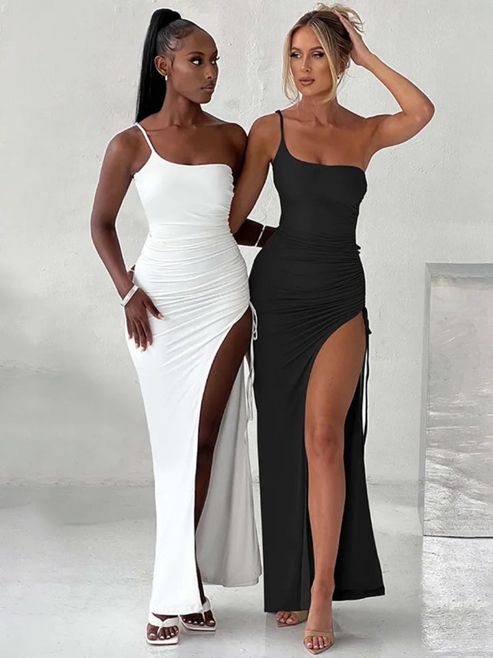 Ein-Schulter-Maxi-Kleid mit asymmetrischem Schlitz für Damen