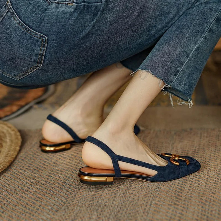 Elegante Damen-Slingback-Sandalen mit dekorativer Schnalle