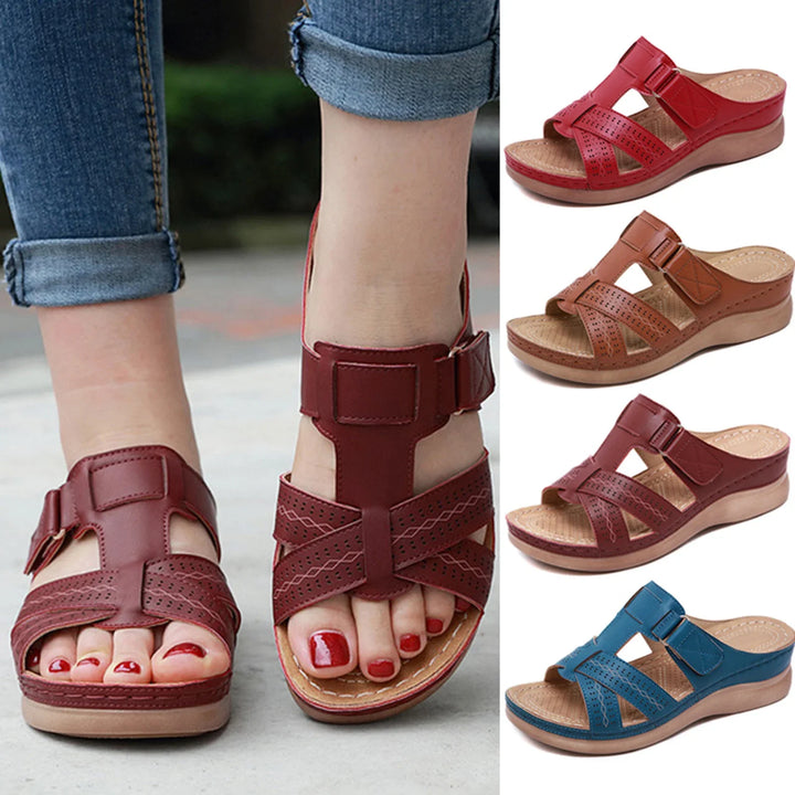 Damen-Orthopädische Keilsandalen mit verstellbarem Verschluss