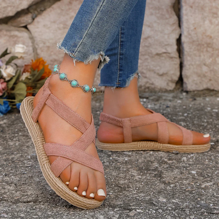 Damensandalen mit Espadrille-Plateau