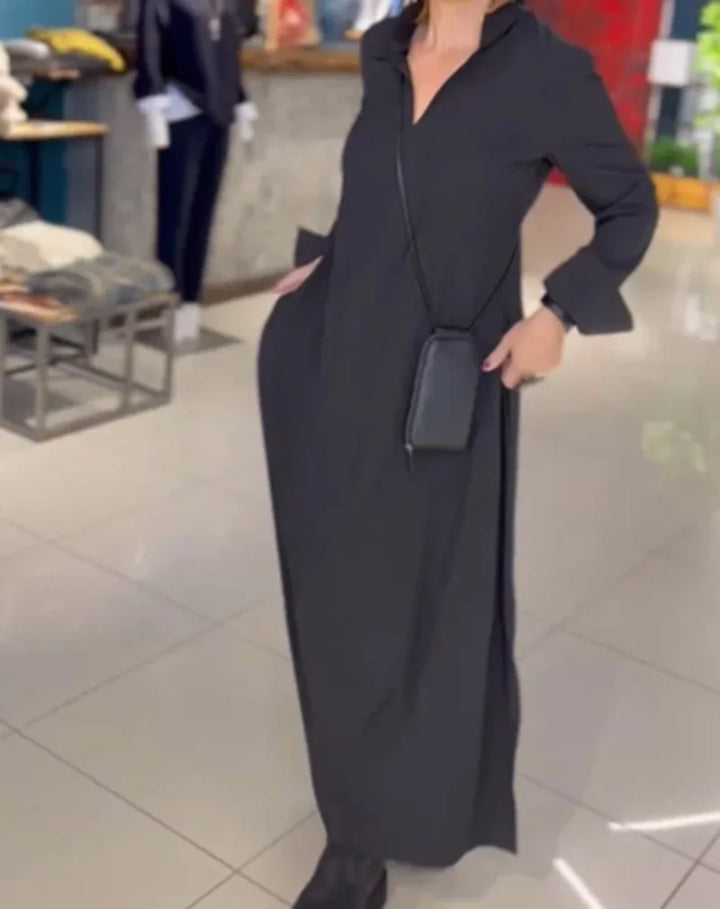 Elegantes langes Kleid mit Taschen