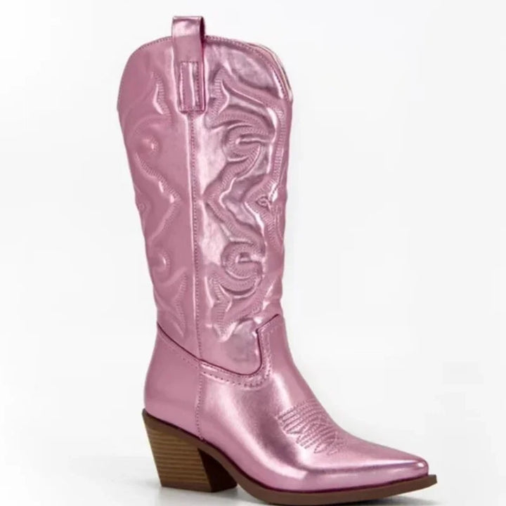 Damen-Cowboystiefel mit Glitzer-Finish und Absätzen