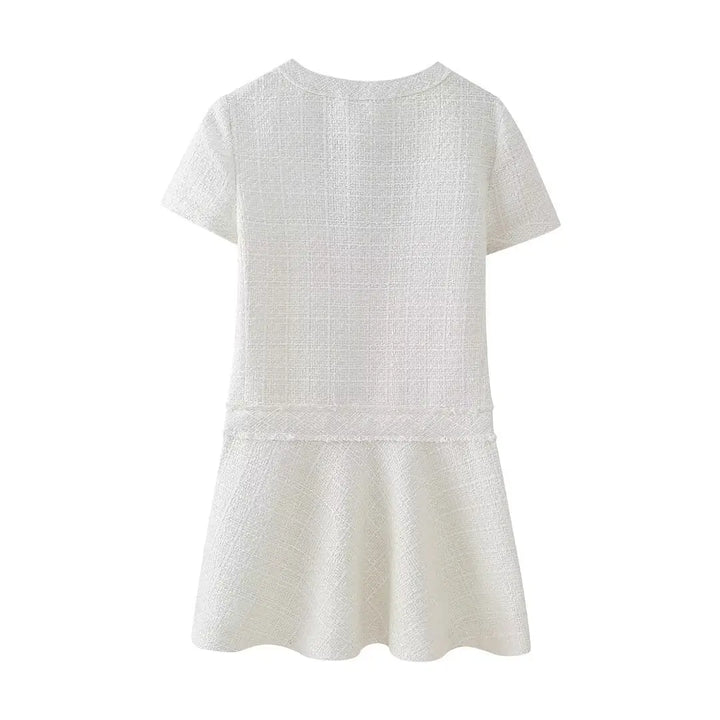 Stilvolles Tweedkleid mit Knöpfen