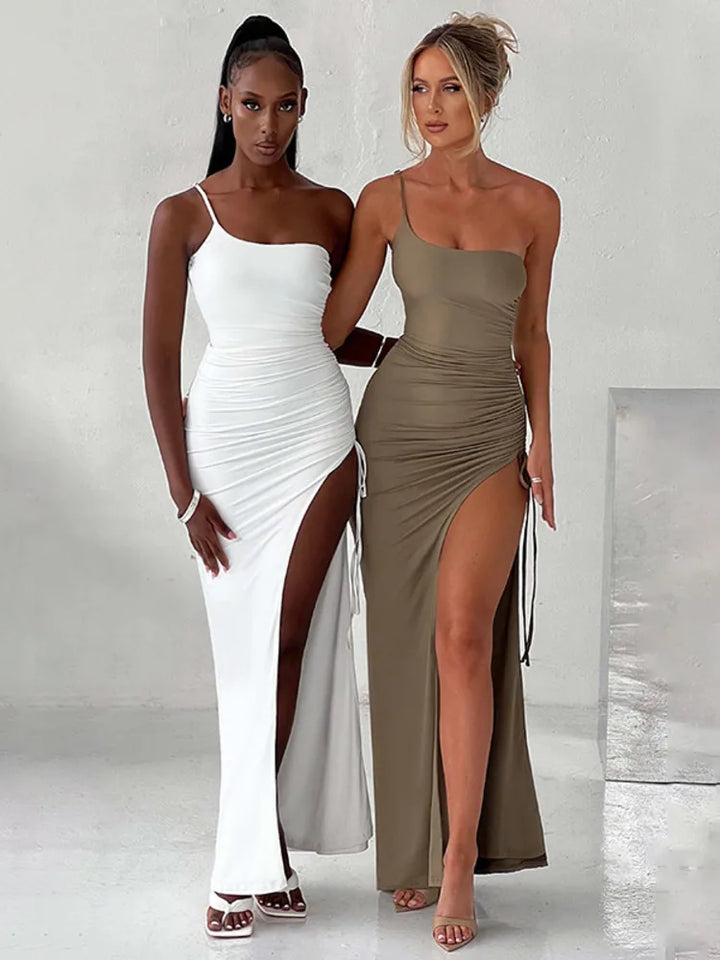 Ein-Schulter-Maxi-Kleid mit asymmetrischem Schlitz für Damen