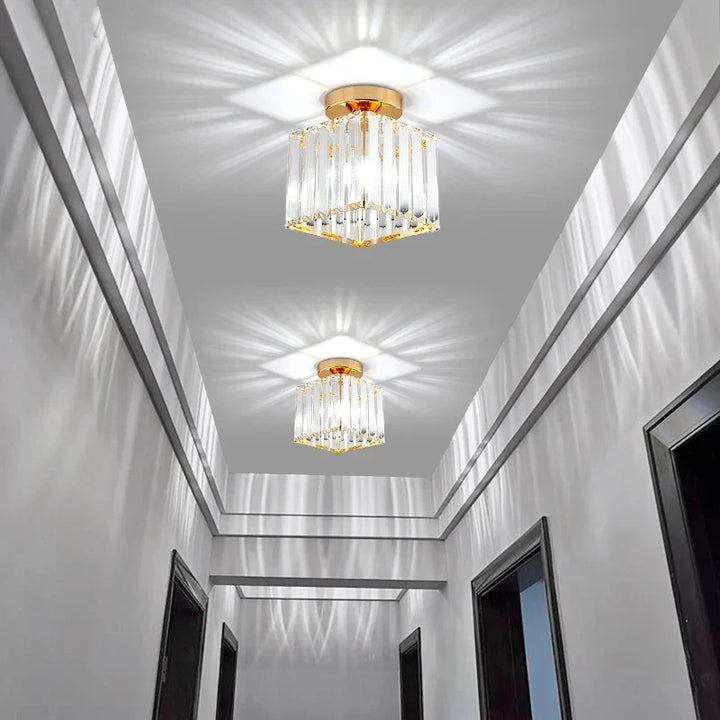 Kristall-Deckenleuchte im Glamour-Stil – moderne Deckenlampe mit transparentem Schirm