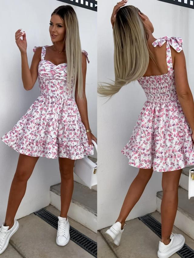 Sommerblumenkleid mit Bindebändern