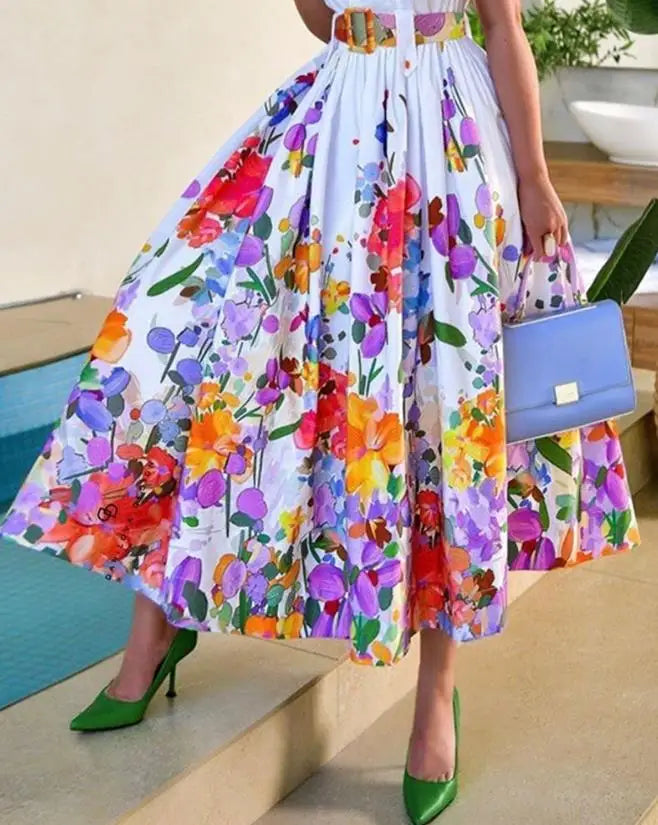 Elegantes Midikleid mit floralem Muster