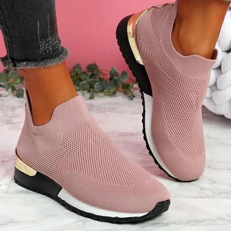 Slip-on-Sportschuhe für Damen aus elastischem Strick