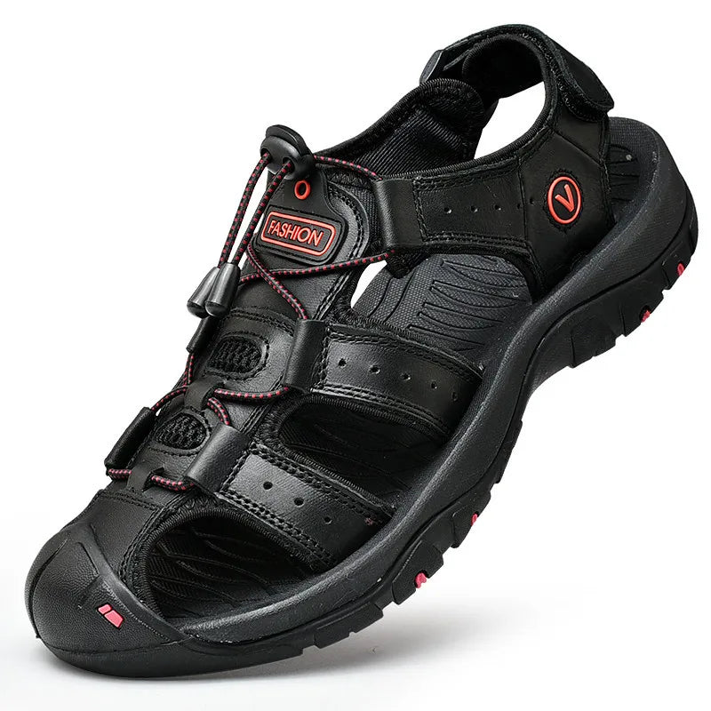 Herren-Outdoor-Sandalen aus Kunstleder mit geschlossenen Zehen