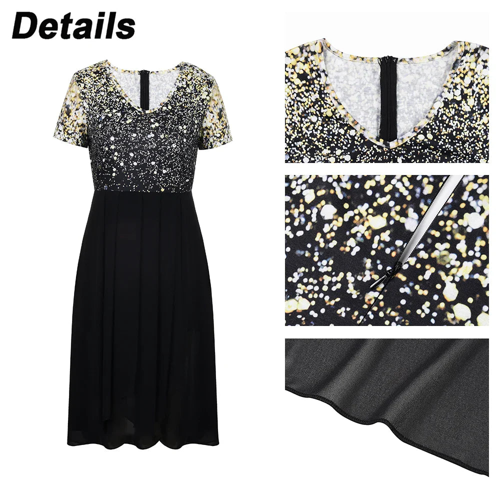 Elegantes Kleid für den Sommer mit Spitzenoberteil und ausgestelltem Unterteil