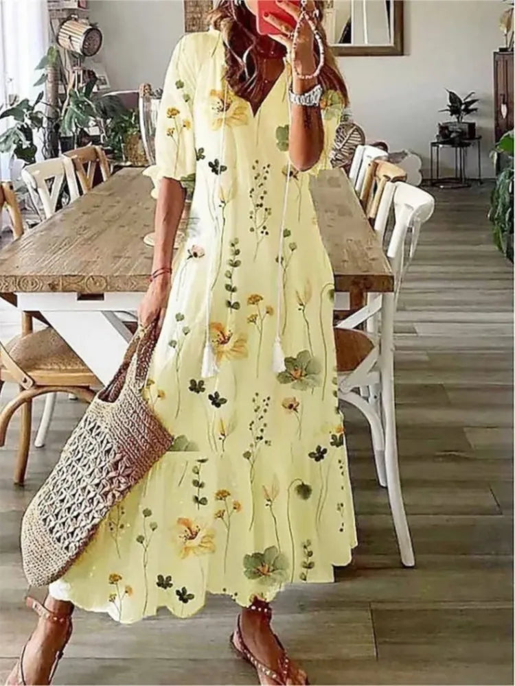 Luftiges Damen Maxikleid mit Blumenmuster