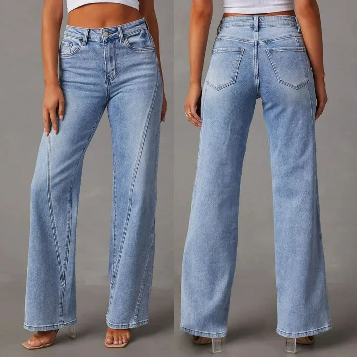 Damen-Jeans mit weitem Bein und hoher Taille