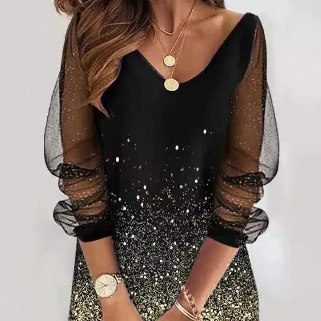 Elegantes Kleid mit Farbverlaufseffekt und transparenten Ärmeln