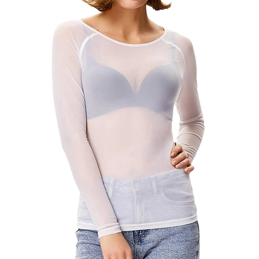 Damen-Netzbluse mit langen Ärmeln