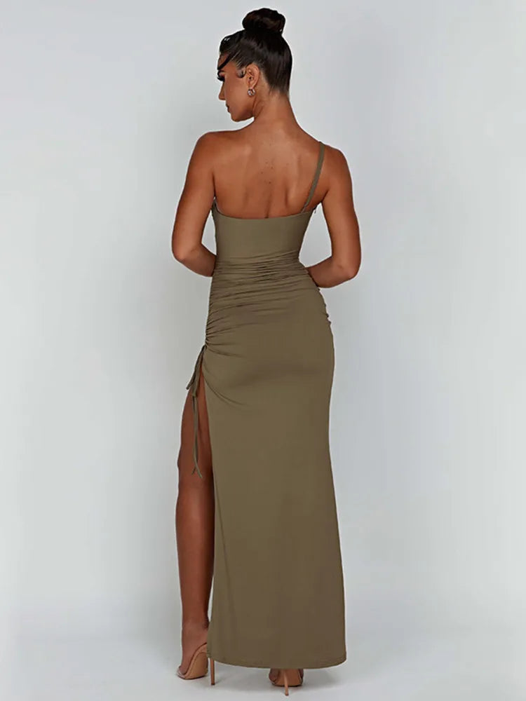 Ein-Schulter-Maxi-Kleid mit asymmetrischem Schlitz für Damen