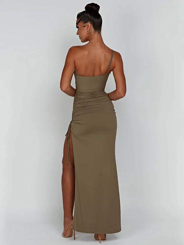 Ein-Schulter-Maxi-Kleid mit asymmetrischem Schlitz für Damen