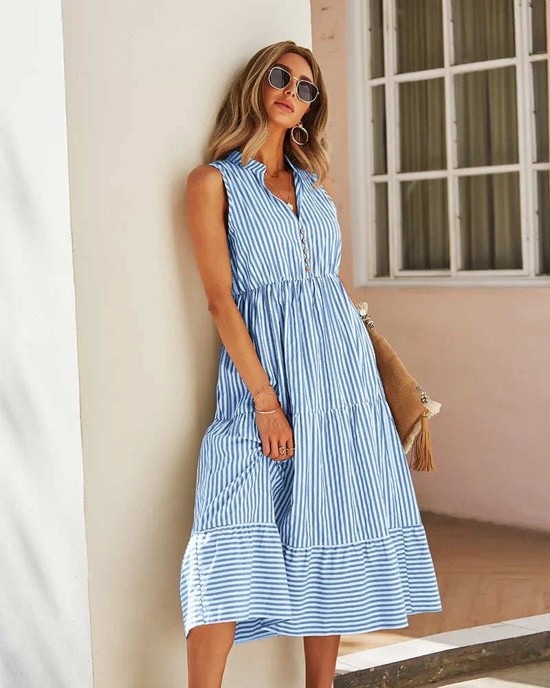 Gestreiftes Sommer-Midikleid
