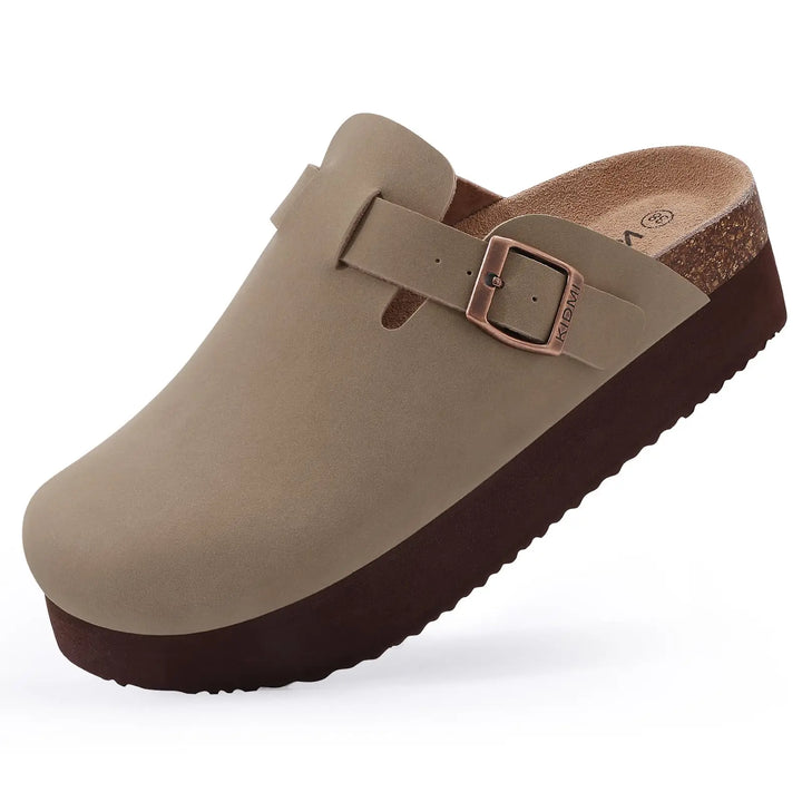 Damen-Sandalen aus Wildleder mit Korksohle