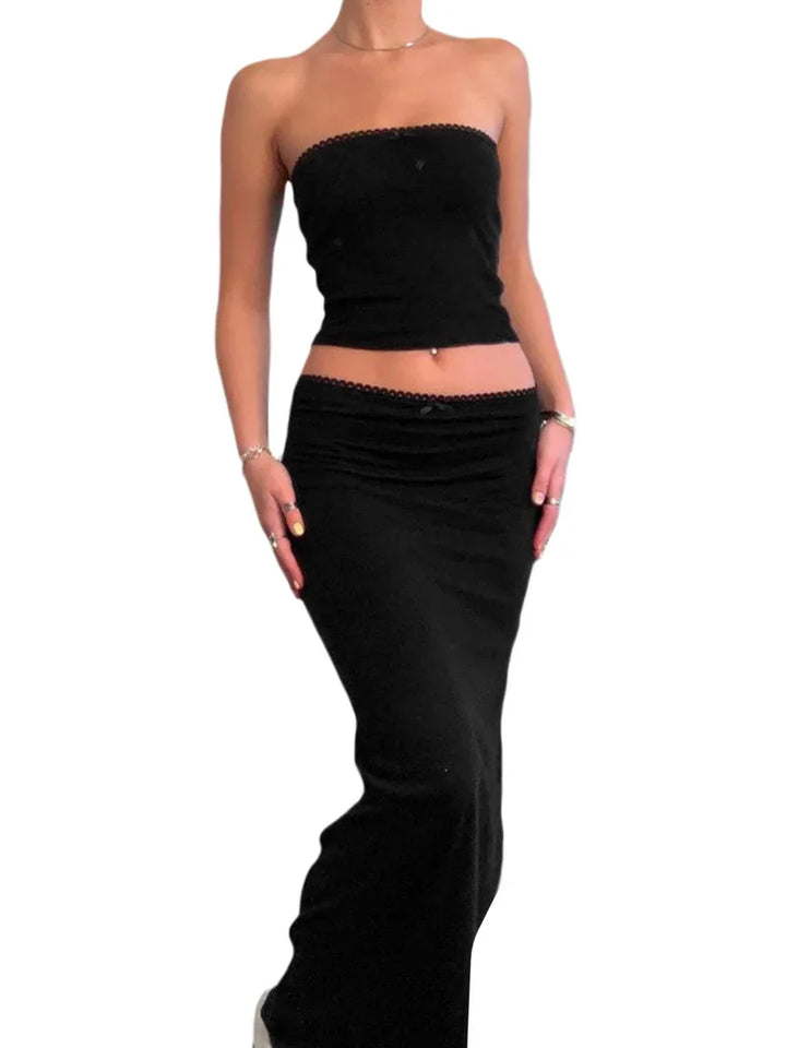 Elegantes Damen-Set: Bandeau-Top und langer Rock