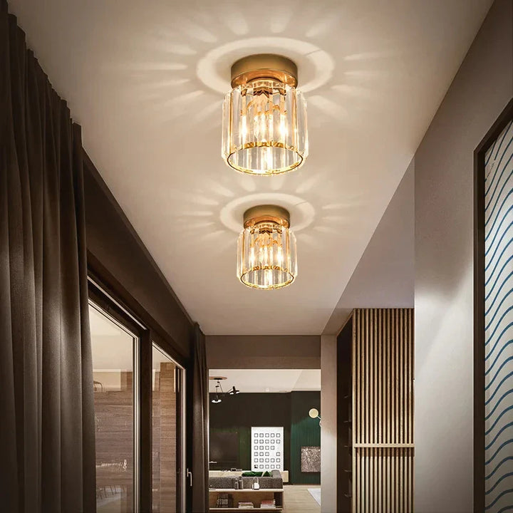Kristall-Deckenleuchte im Glamour-Stil – moderne Deckenlampe mit transparentem Schirm