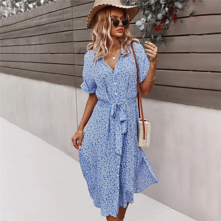 Sommerliches Midikleid mit Blumendruck