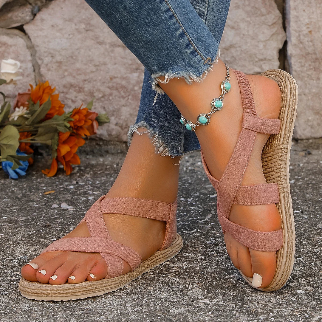 Damensandalen mit Espadrille-Plateau
