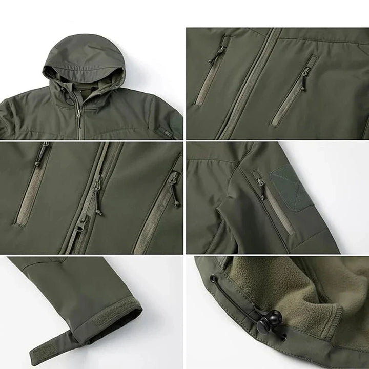 Herren-Wasserdichte Outdoor-Jacke mit Kapuze und mehreren Taschen