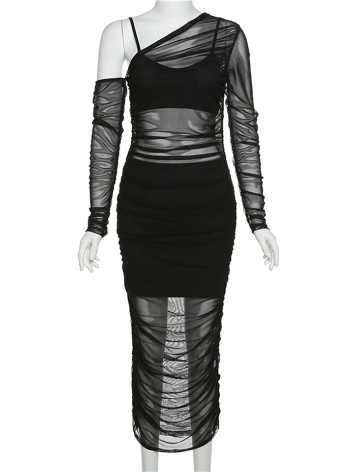 Abendkleid mit transparenten Fragmenten