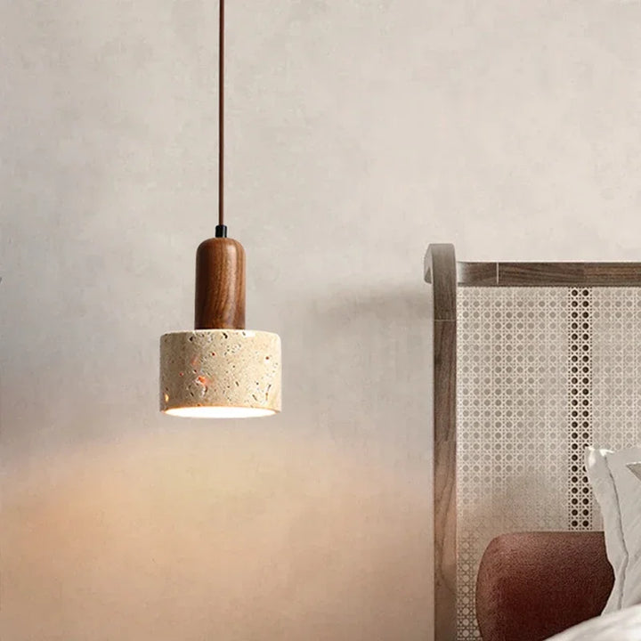 Pendelleuchte aus Naturstein und Holz – moderne Hängeleuchte für Küche oder Esszimmer