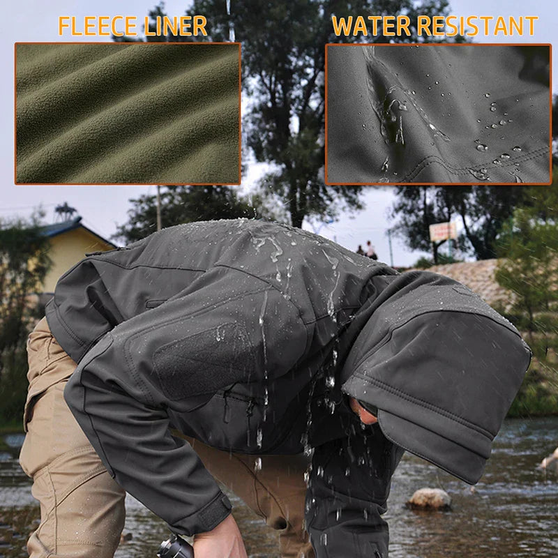 Herren-Wasserdichte Outdoor-Jacke mit Kapuze und mehreren Taschen