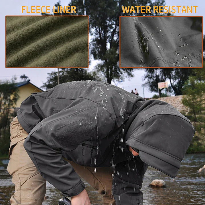 Herren-Wasserdichte Outdoor-Jacke mit Kapuze und mehreren Taschen