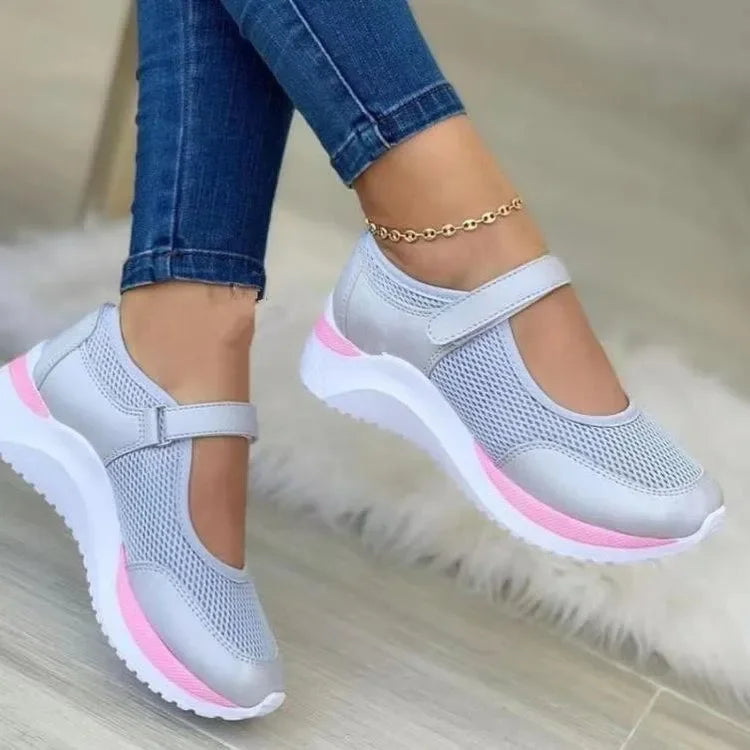 Orthopädische Damen-Sneakers mit Mesh – leichte Sportschuhe mit Klettverschluss und Dämpfung