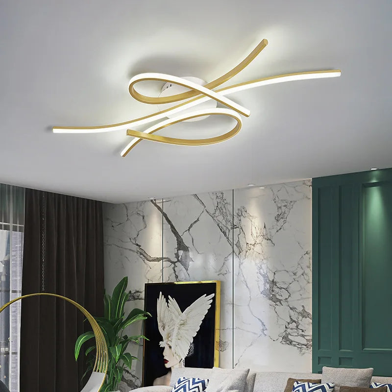 Moderne LED-Deckenleuchte mit geometrischer Lichtlinie