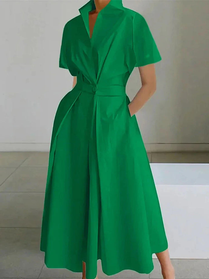 Ärmelloses Midikleid mit Kragen im minimalistischen Stil