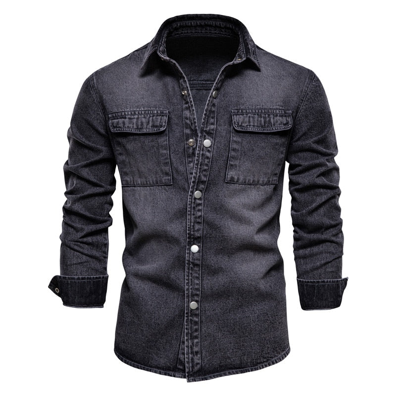 Langärmeliges Denim-Hemd für Männer