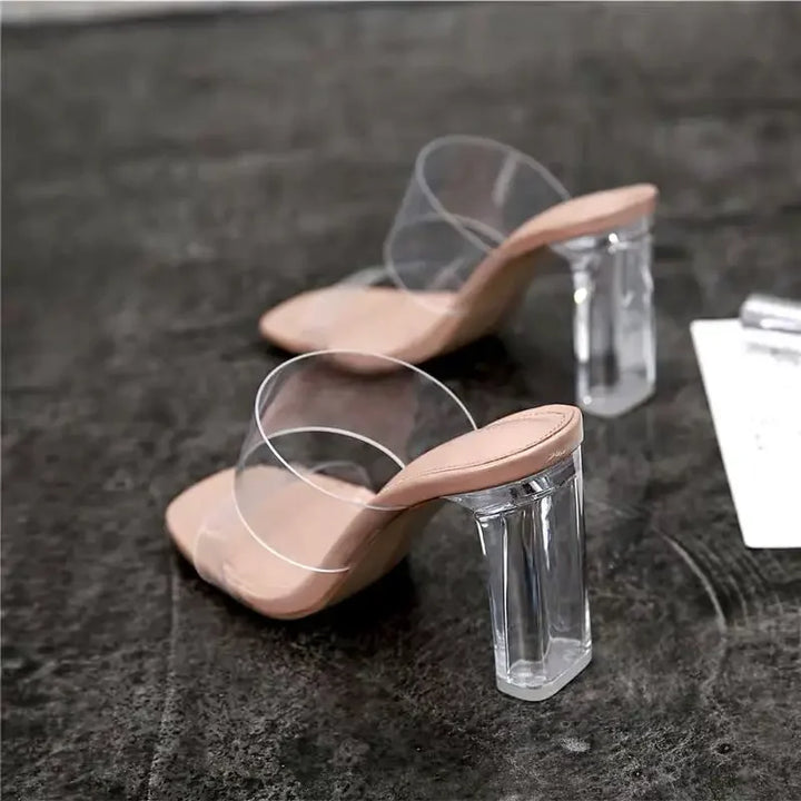 Transparente Damen-Sandalen mit hohen Absätzen