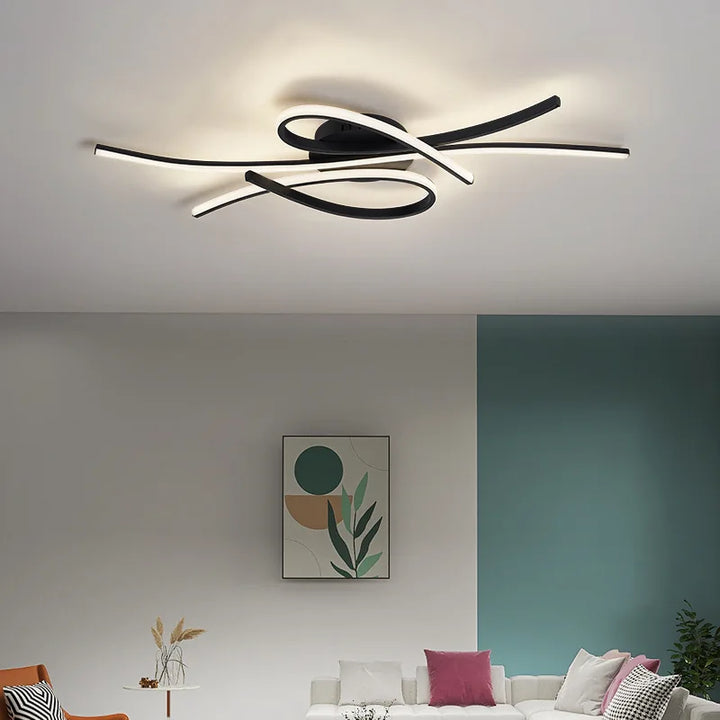 Moderne LED-Deckenleuchte mit geometrischer Lichtlinie